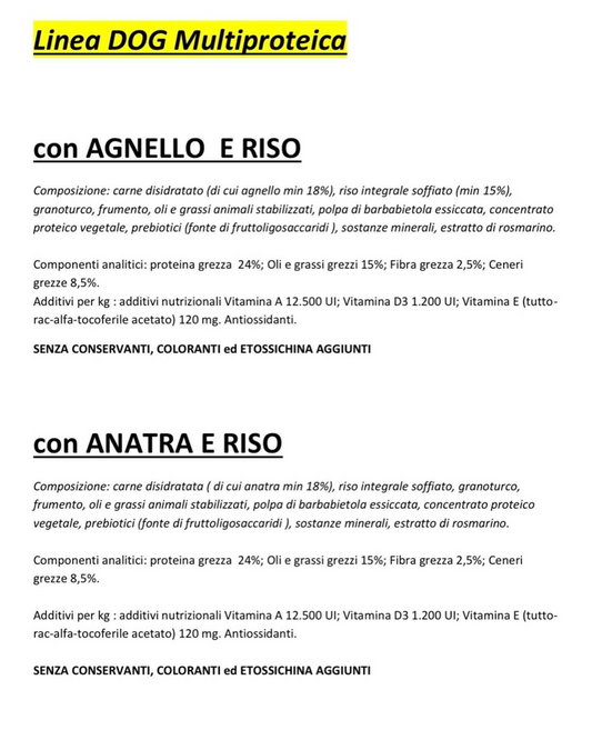 Tutti nostri prodotti senza conservanti per stare bene ii vostri animali